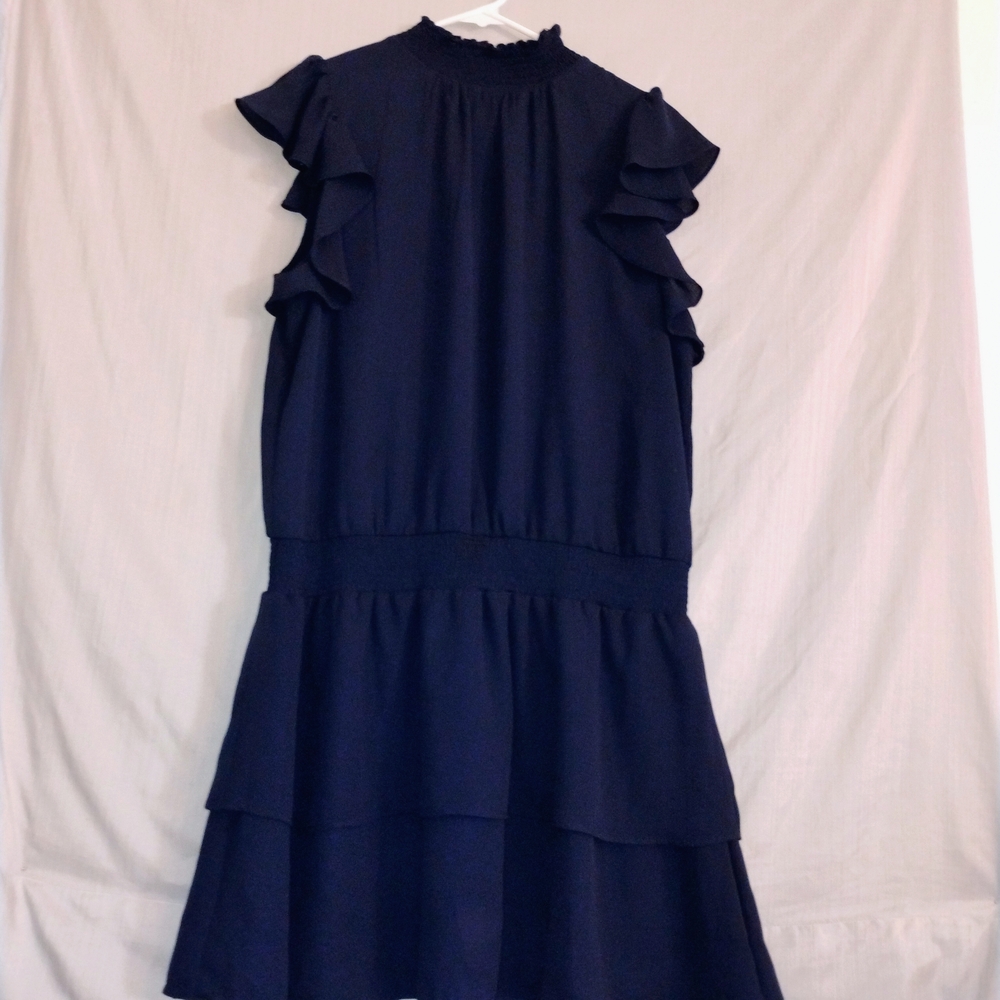 1. State Midnight Blue Ruffle Mini Dress With Detailed Neckline
